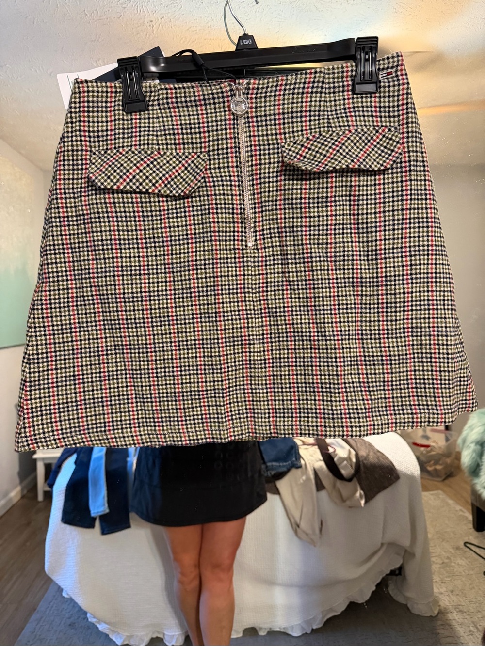 Tommy Hilfiger Red, Black & cream Plaid Mini Skirt